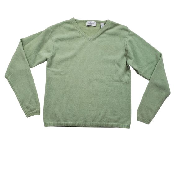 LORD & TAYLOR Sweaters - Vintage Lord & Taylor Cashmere Sweater Womens Small Green Knit V Neck Soft